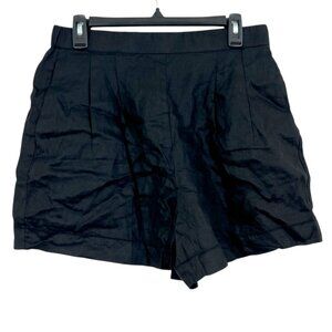 Trovata Birds of Paradis Everett Pleated Linen Shorts Black Medium New
